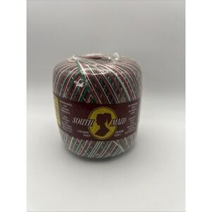 South Maid Cotton Crochet Thread Color 953 350 Yards Red Green White NIP